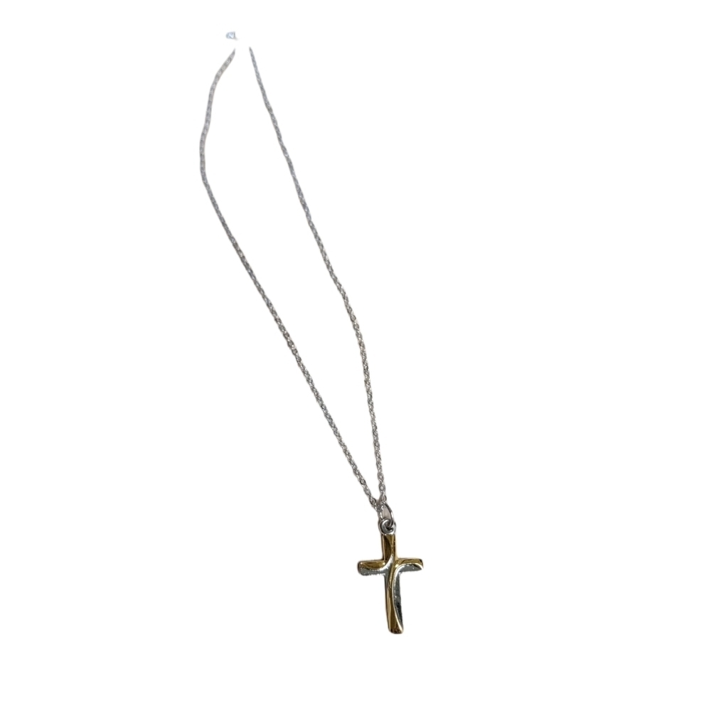 Gold and silver cross necklace